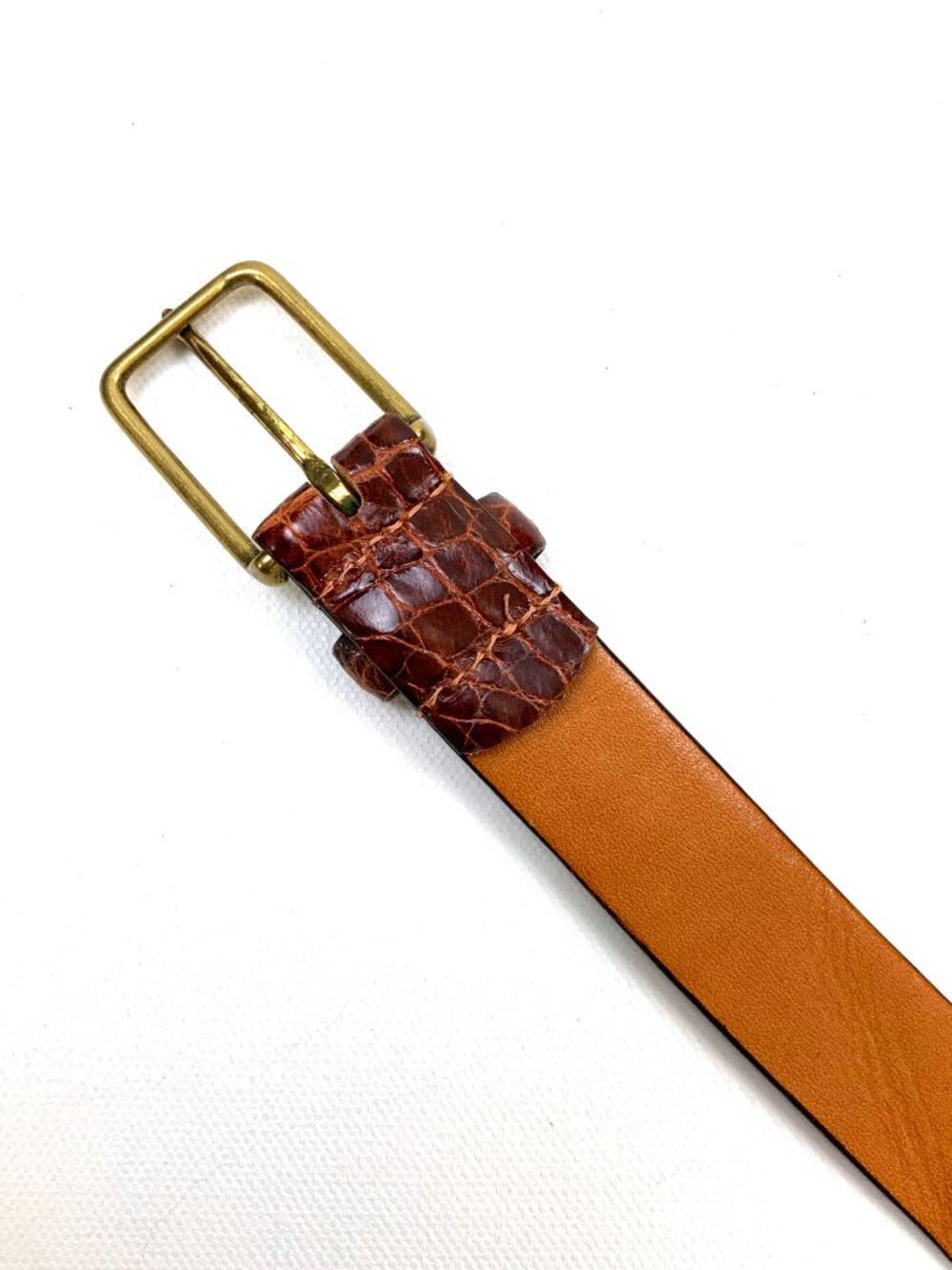 Genuine Alligator Men's Brown Belt with Gold-Tone Buckle Sz 36 - Picture 11 of 16